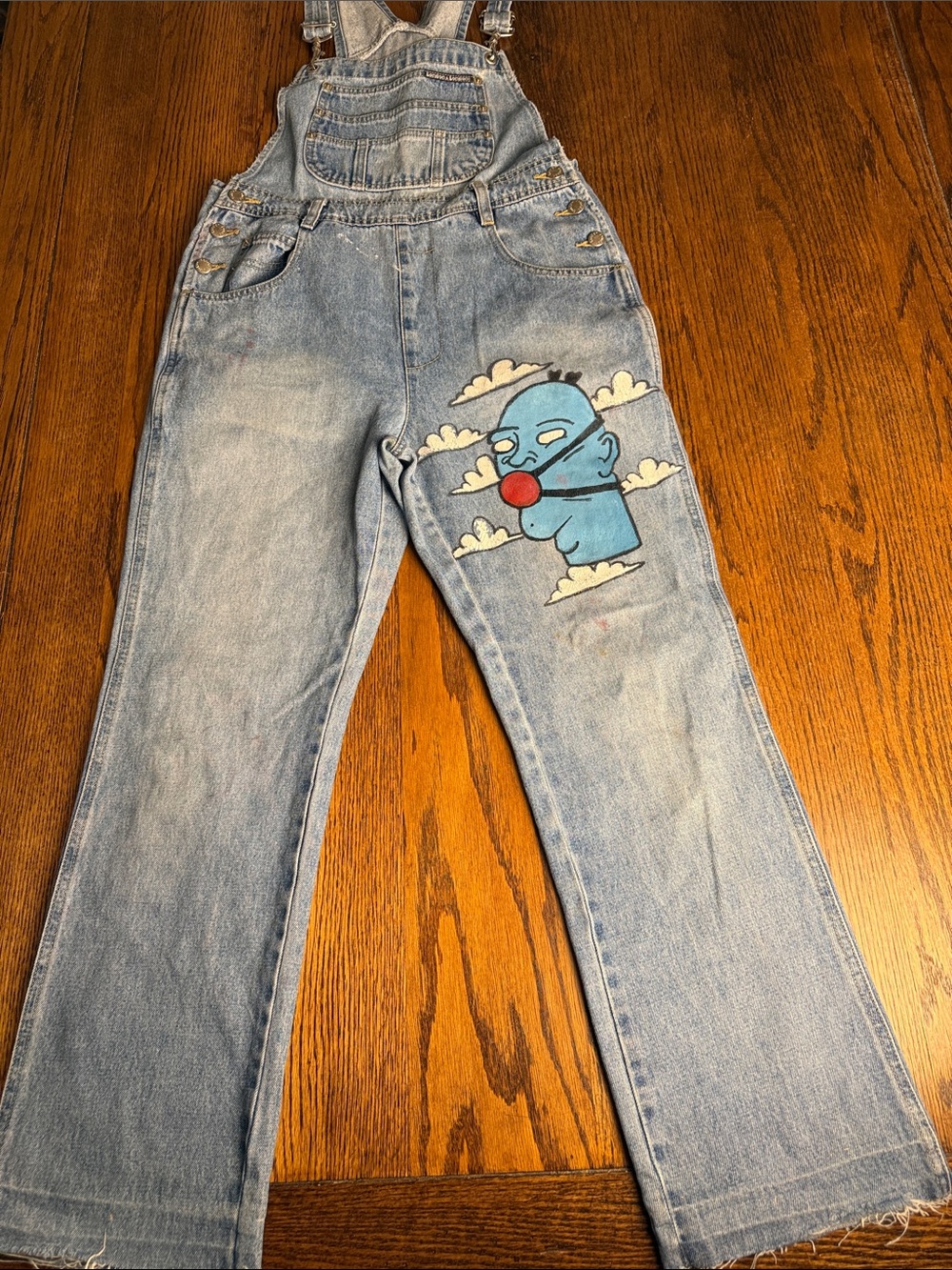 Vintage Painted Denim Overalls London & London 90s Graphic Raw Hem